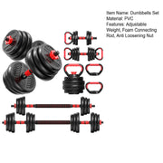 4 in 1 Adjustable Weight Dumbbell Set, Versatile Weights Home Gym Equipment with Dumbbell, Barbell, Kettlebell for Total Body