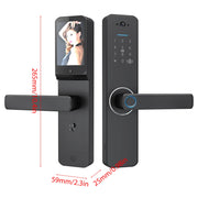 Fingerprint Smart Lock with 120° Wide Angle Camera Smart Doorbell Aluminum Alloy Keyless Entry Lock Handle Biometric for 35-60mm