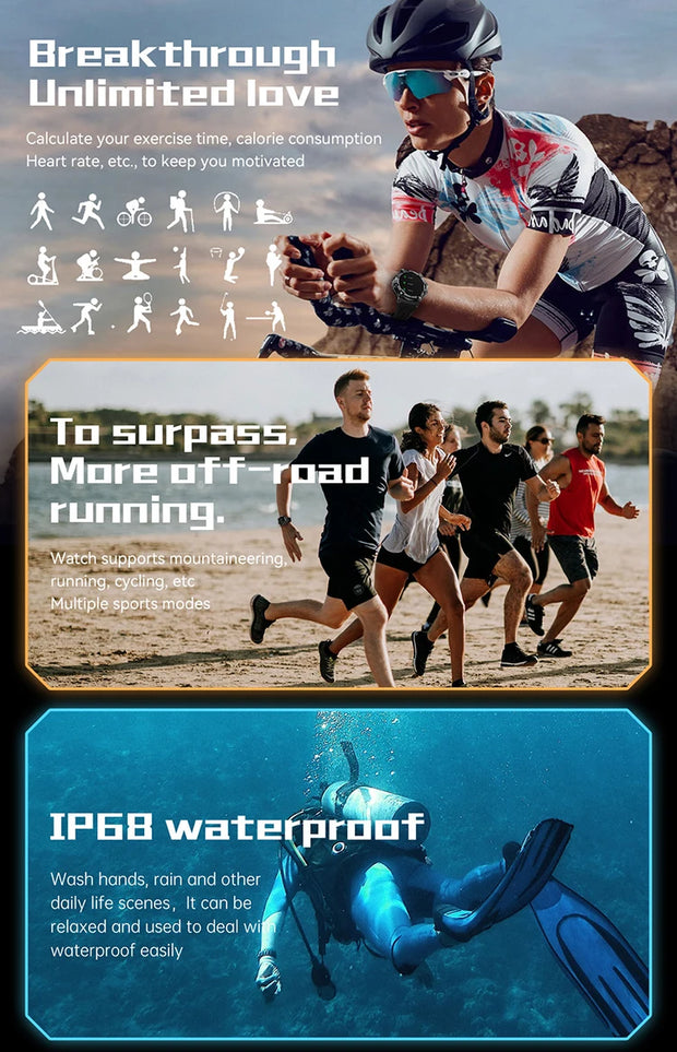 1.39 Inch Bluetooth Calling AI Voice IP68 Waterproof Round Sports Fitness Smart Watch For Men