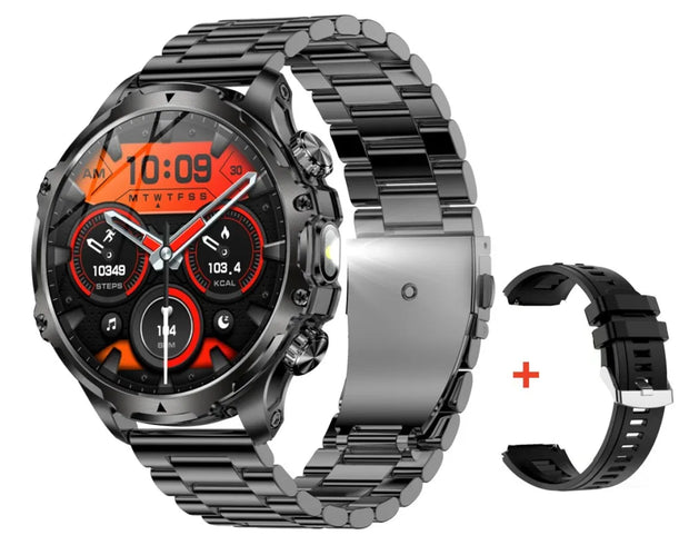 Men Outdoors Sports Smart Watch AK75 Flashlight 700mah Large Battery Bluetooth Calling LED Light Fitness Tracker Smartwatch