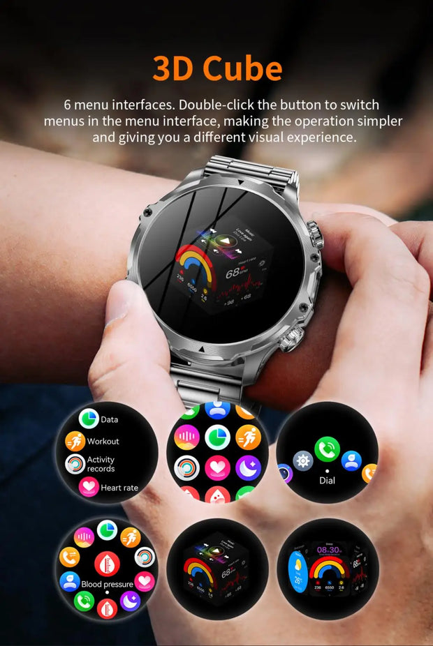 Men Outdoors Sports Smart Watch AK75 Flashlight 700mah Large Battery Bluetooth Calling LED Light Fitness Tracker Smartwatch