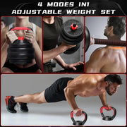 4 in 1 Adjustable Weight Dumbbell Set, Versatile Weights Home Gym Equipment with Dumbbell, Barbell, Kettlebell for Total Body