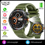LIGE New LED Flashlight Smart Watches Men Women IP68 Waterproof 100+ Sport Modes Heart Rate Fitness Tracker Outdoor Smartwatch