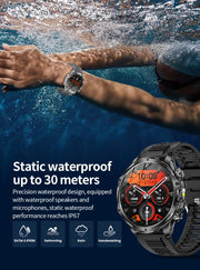Men Outdoors Sports Smart Watch AK75 Flashlight 700mah Large Battery Bluetooth Calling LED Light Fitness Tracker Smartwatch
