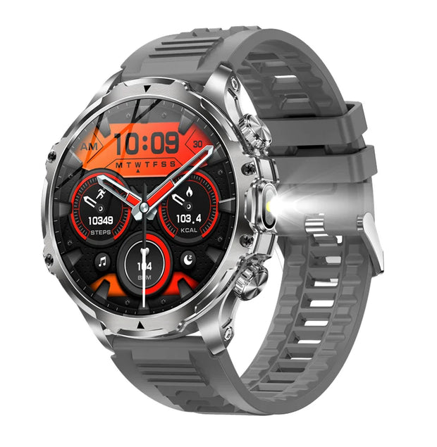 Men Outdoors Sports Smart Watch AK75 Flashlight 700mah Large Battery Bluetooth Calling LED Light Fitness Tracker Smartwatch