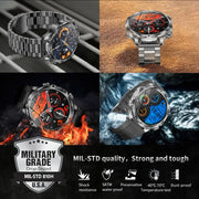 Men Outdoors Sports Smart Watch AK75 Flashlight 700mah Large Battery Bluetooth Calling LED Light Fitness Tracker Smartwatch
