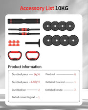 Adjustable Dumbbells 20 lbs Free Weight Set with Connector 4 in1 Dumbbells Set Used as Barbell Kettlebells Push up