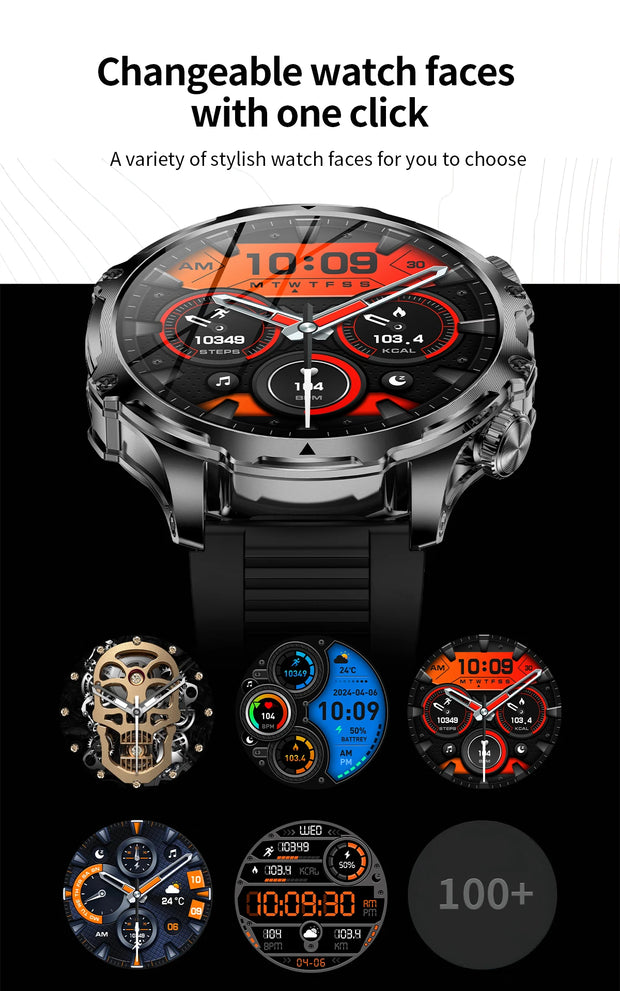 Men Outdoors Sports Smart Watch AK75 Flashlight 700mah Large Battery Bluetooth Calling LED Light Fitness Tracker Smartwatch