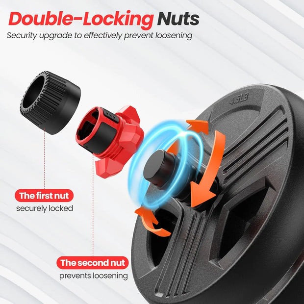 Adjustable dumbbell set 45 lbs (22.5LB Pair) Free Weights set with upgraded nut 4 in 1 Weight Set Used as Kettlebells Barbell Pu