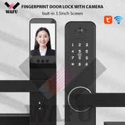 Fingerprint Smart Lock with 120° Wide Angle Camera Smart Doorbell Aluminum Alloy Keyless Entry Lock Handle Biometric for 35-60mm