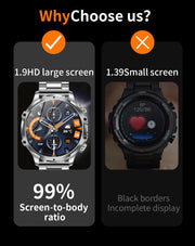 Men Outdoors Sports Smart Watch AK75 Flashlight 700mah Large Battery Bluetooth Calling LED Light Fitness Tracker Smartwatch