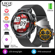 LIGE New LED Flashlight Smart Watches Men Women IP68 Waterproof 100+ Sport Modes Heart Rate Fitness Tracker Outdoor Smartwatch