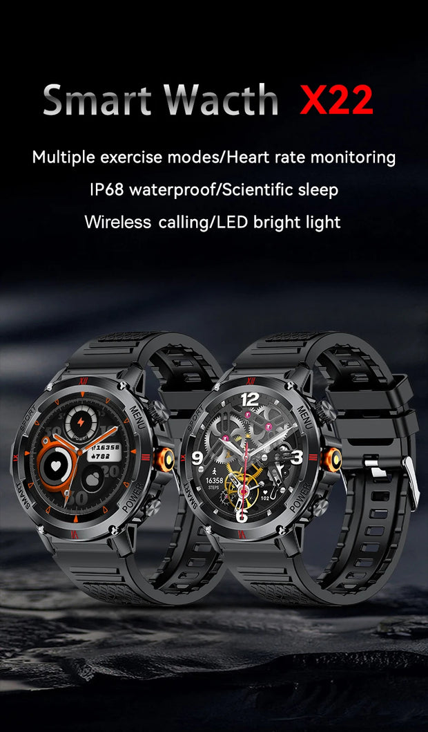 LIGE New LED Flashlight Smart Watches Men Women IP68 Waterproof 100+ Sport Modes Heart Rate Fitness Tracker Outdoor Smartwatch
