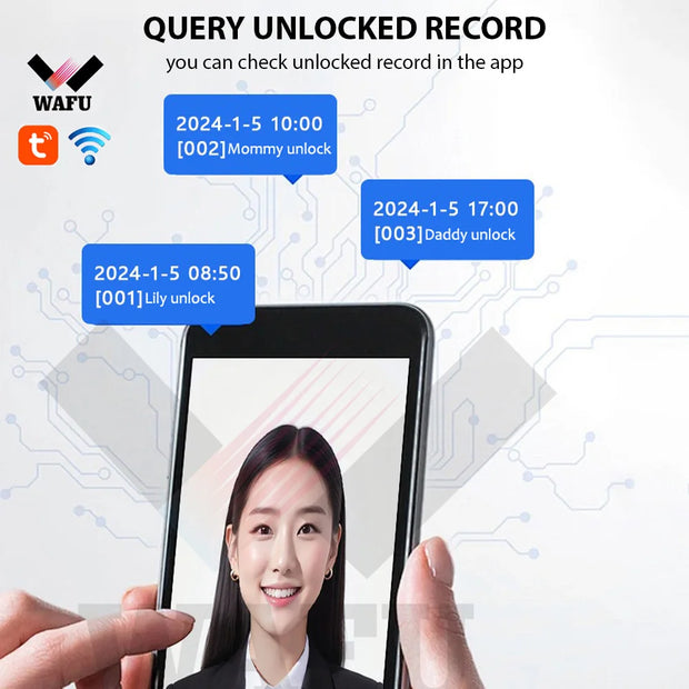 Fingerprint Smart Lock with 120° Wide Angle Camera Smart Doorbell Aluminum Alloy Keyless Entry Lock Handle Biometric for 35-60mm