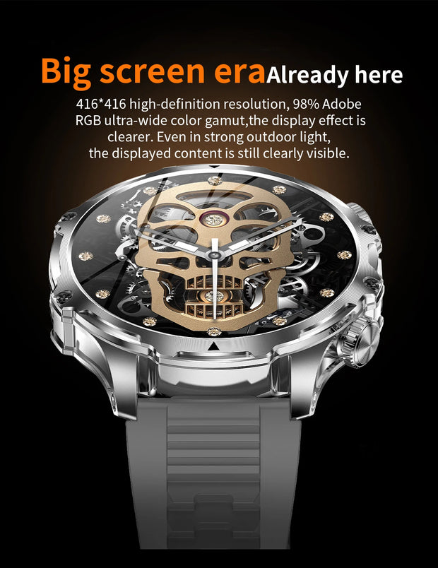 Men Outdoors Sports Smart Watch AK75 Flashlight 700mah Large Battery Bluetooth Calling LED Light Fitness Tracker Smartwatch