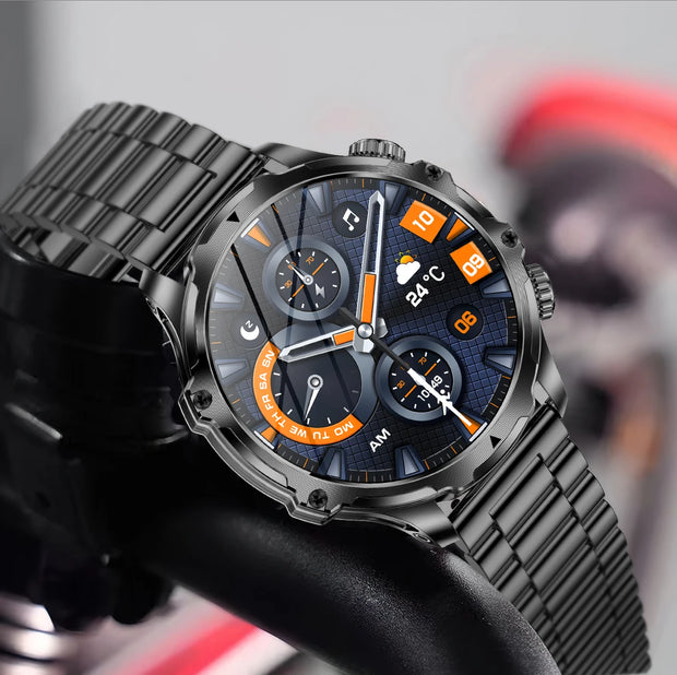 Men Outdoors Sports Smart Watch AK75 Flashlight 700mah Large Battery Bluetooth Calling LED Light Fitness Tracker Smartwatch