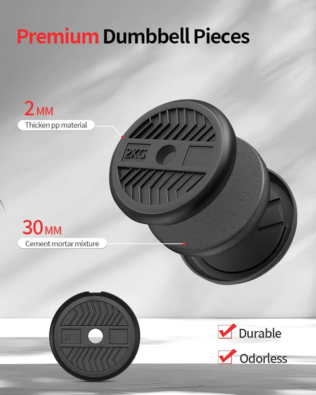 Adjustable Dumbbells 20 lbs Free Weight Set with Connector 4 in1 Dumbbells Set Used as Barbell Kettlebells Push up