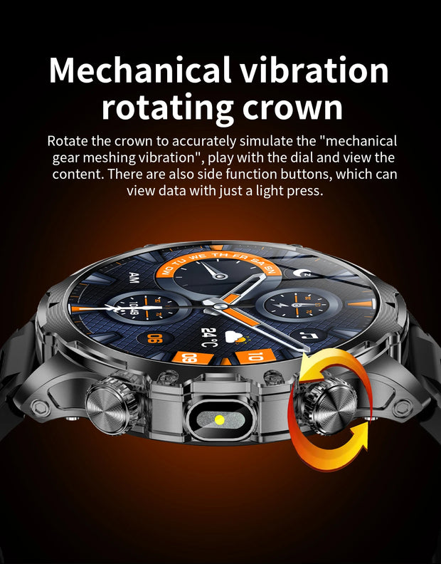 Men Outdoors Sports Smart Watch AK75 Flashlight 700mah Large Battery Bluetooth Calling LED Light Fitness Tracker Smartwatch