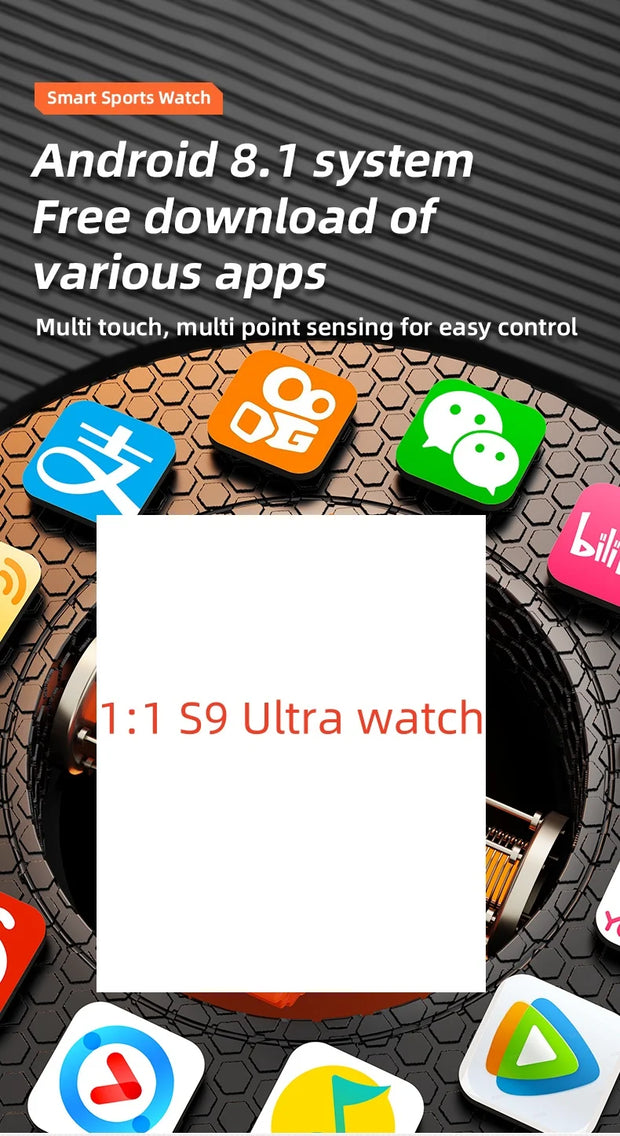 Smart Watch 4G S9 Ultra Android System with Ai Voice Rotating camera WiFi GPS SIM card Smartwatch For men women girls boys child