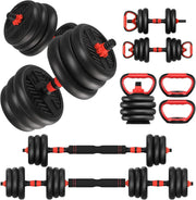 Adjustable Dumbbells 20 lbs Free Weight Set with Connector 4 in1 Dumbbells Set Used as Barbell Kettlebells Push up