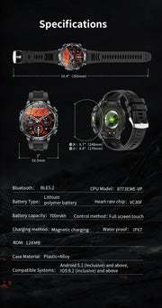Men Outdoors Sports Smart Watch AK75 Flashlight 700mah Large Battery Bluetooth Calling LED Light Fitness Tracker Smartwatch