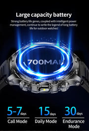 Men Outdoors Sports Smart Watch AK75 Flashlight 700mah Large Battery Bluetooth Calling LED Light Fitness Tracker Smartwatch